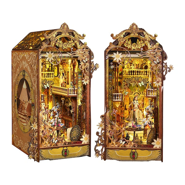 3D Wooden Puzzle Book Stand Miniature Dollhouse Kit DIY Dollhouse Toy Accessories for Birthday Gift